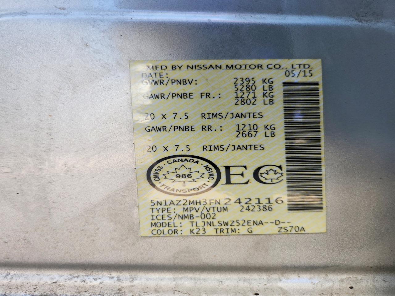 2015 Nissan Murano S - zdjęcie 14