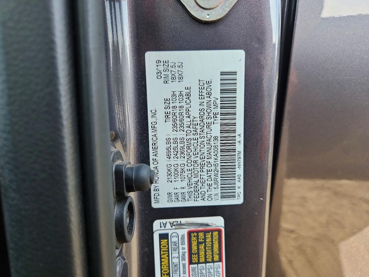 2019 Honda Cr-V Ex - zdjęcie 13
