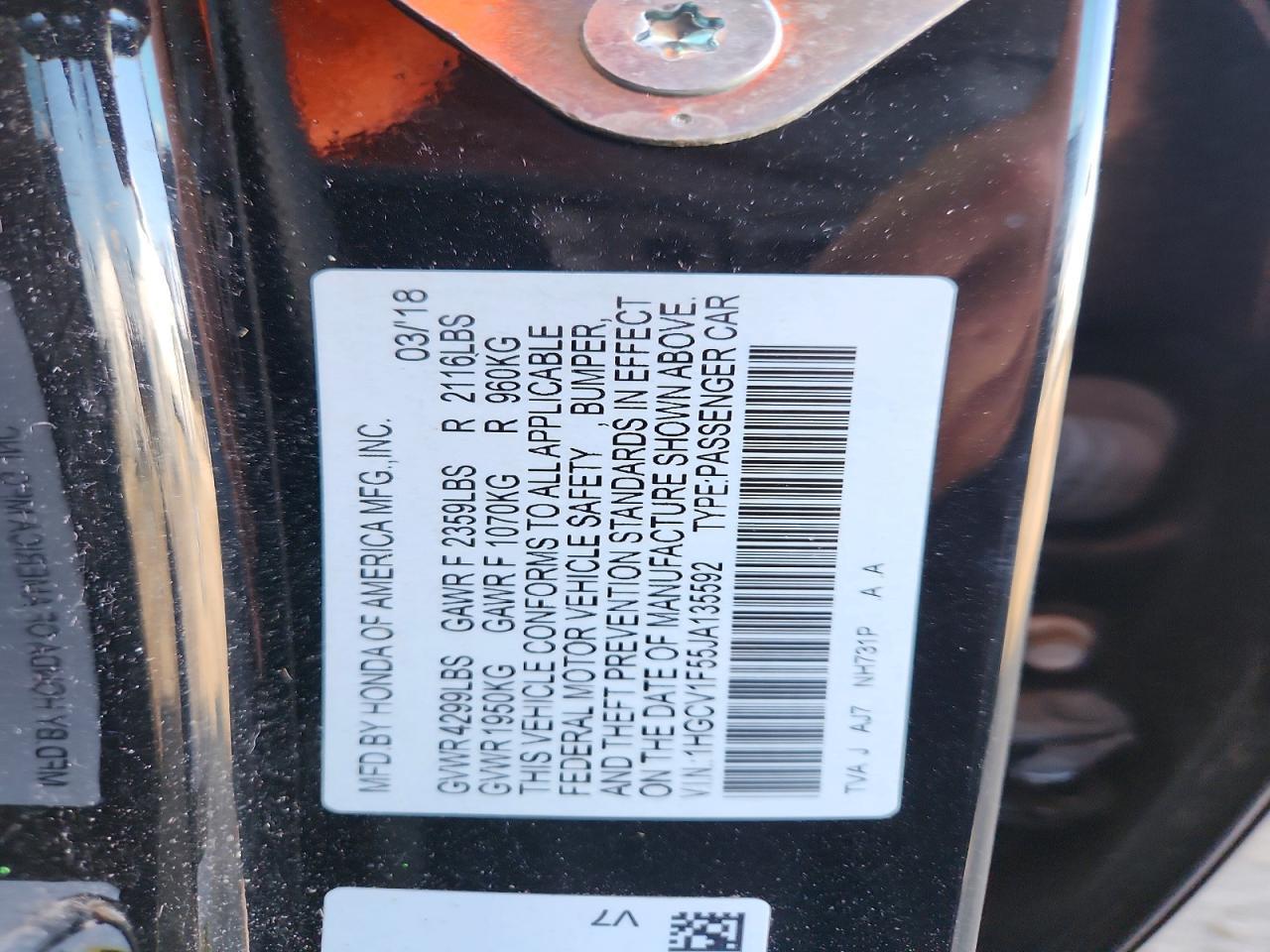 2018 Honda Accord Exl - zdjęcie 12