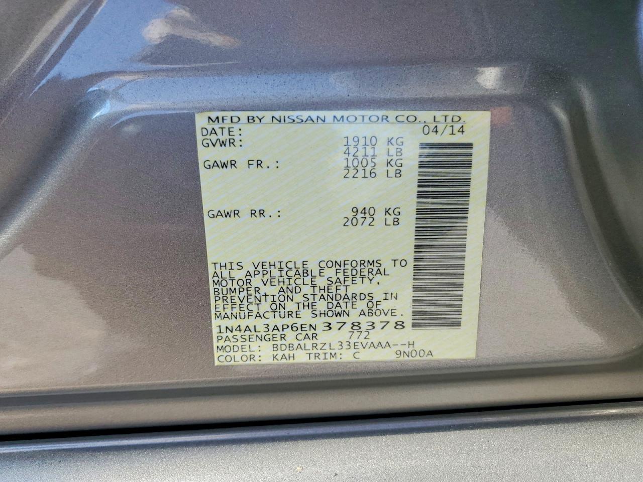 2014 Nissan Altima 2.5 S - zdjęcie 12