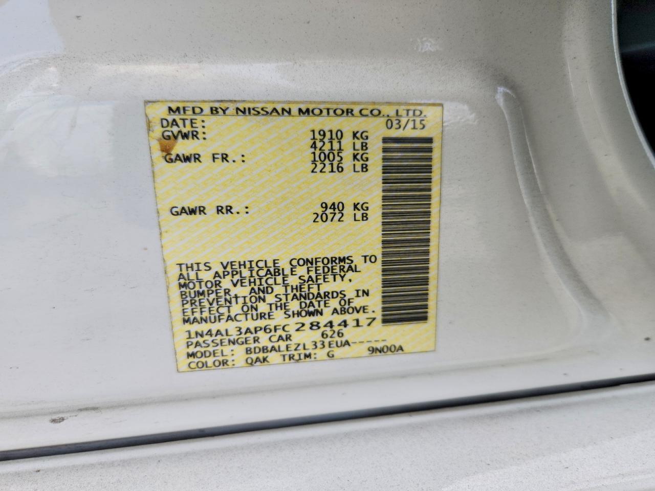 2015 Nissan Altima 2.5 S - zdjęcie 12
