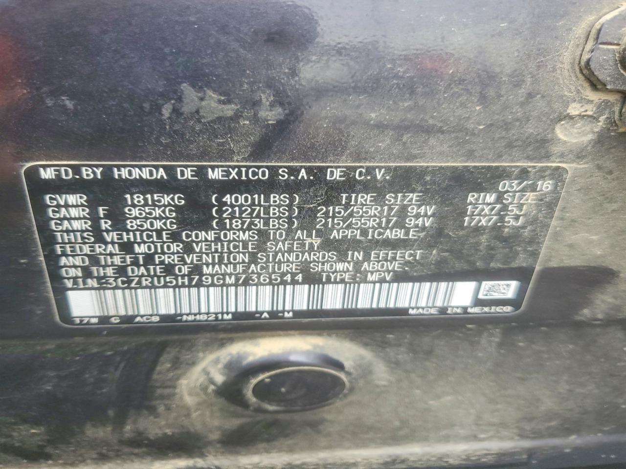 2016 Honda Hr-V Exl - zdjęcie 13