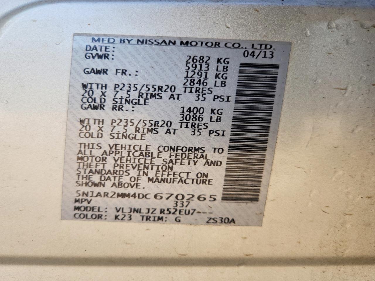 2013 Nissan Pathfinder S - zdjęcie 12