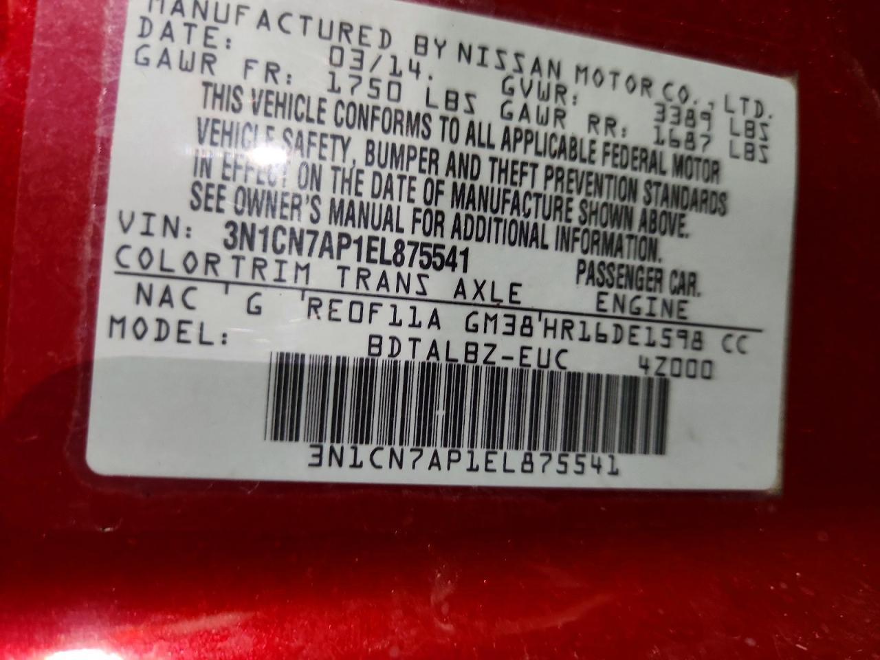 2014 Nissan Versa 1.6 Sv - zdjęcie 14