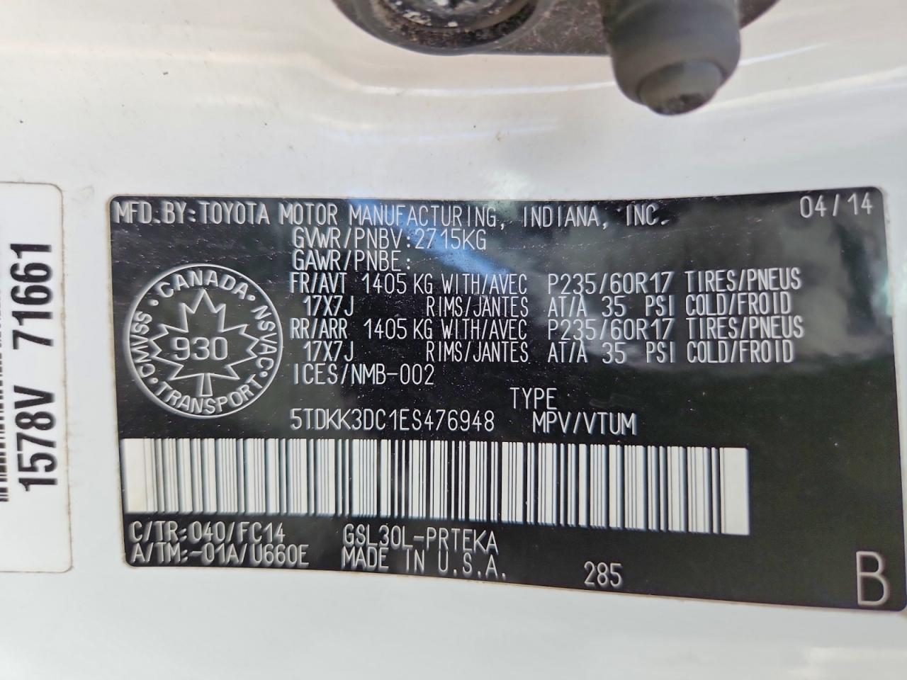2014 Toyota Sienna Le - zdjęcie 13