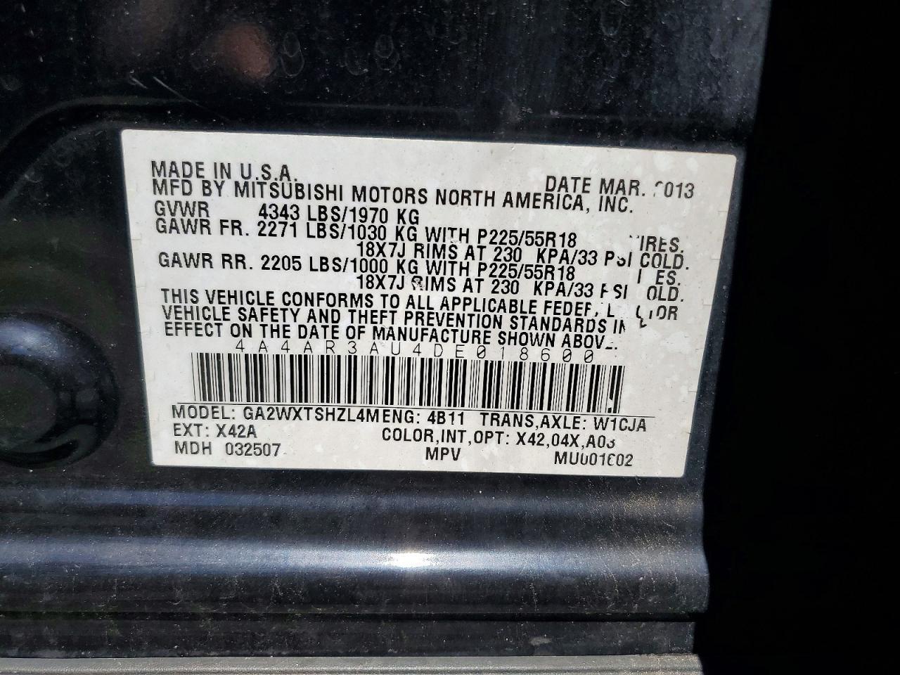 2013 Mitsubishi Outlander Sport Es - zdjęcie 13
