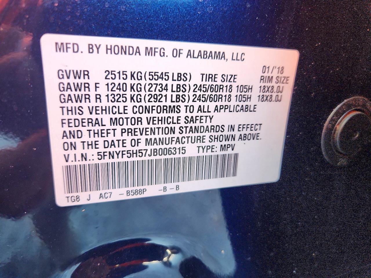 2018 Honda Pilot Exl - zdjęcie 13