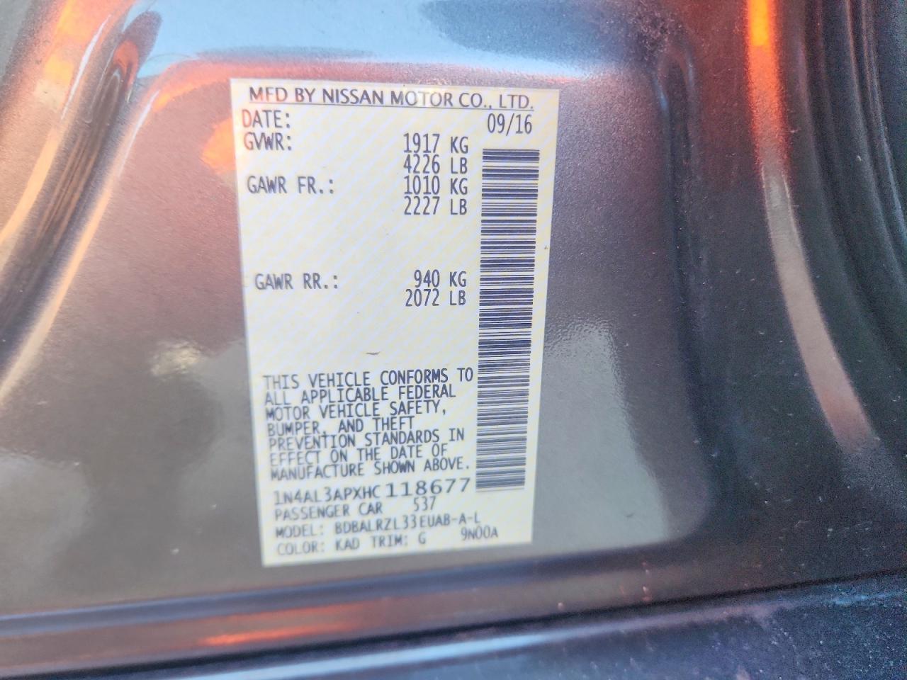 2017 Nissan Altima 2.5 Sl - zdjęcie 12