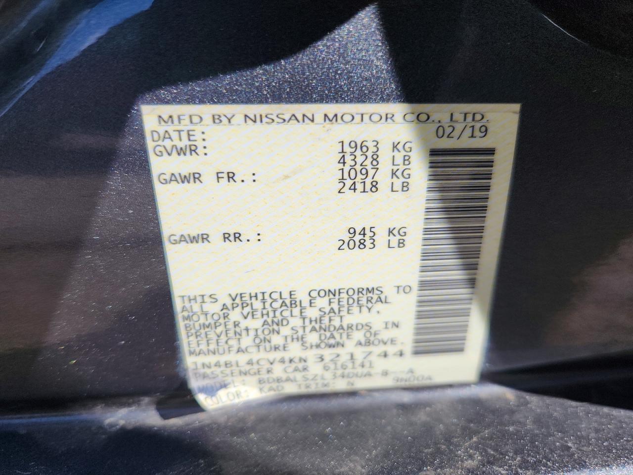 2019 Nissan Altima Sr - zdjęcie 12