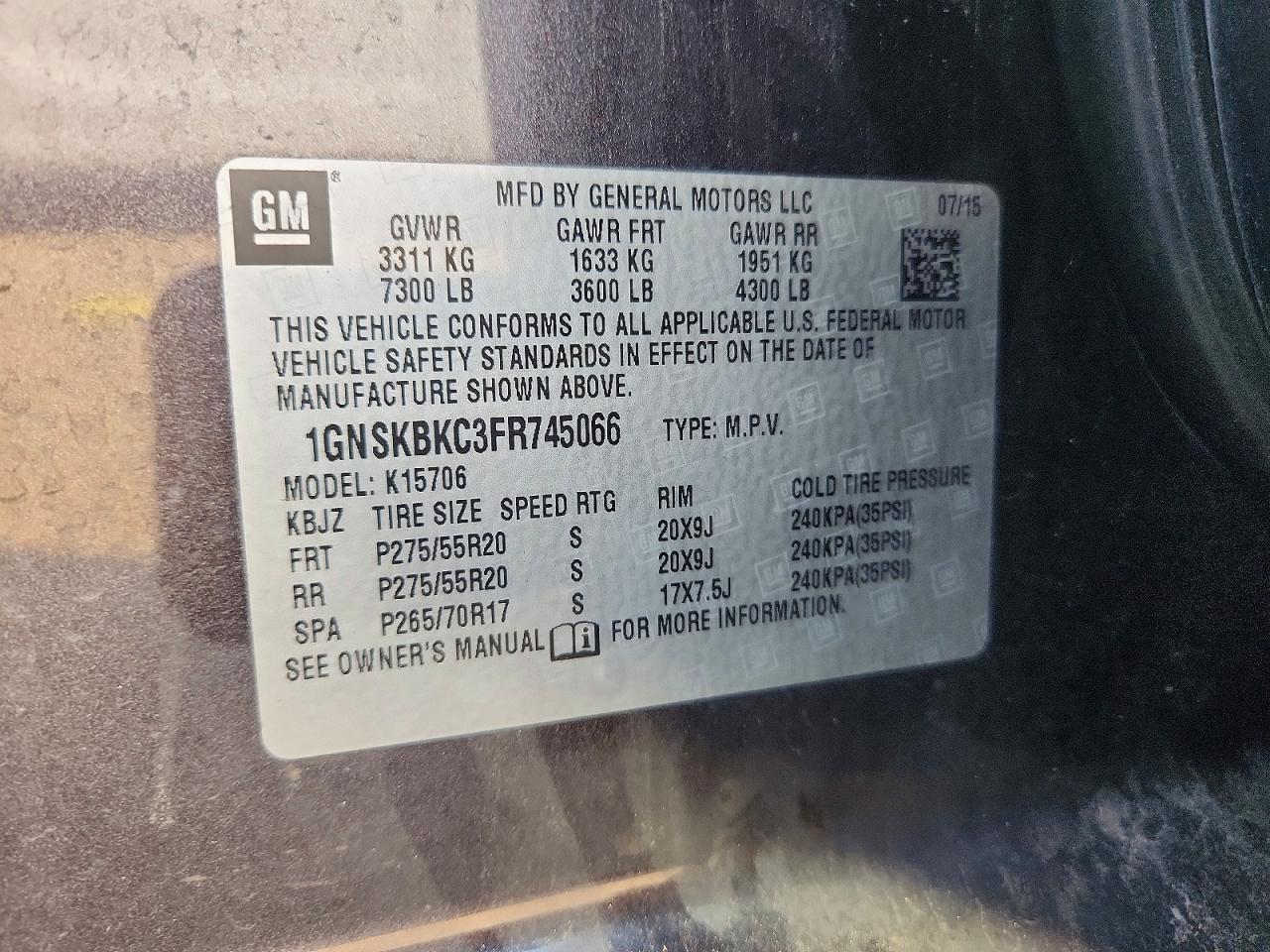2015 Chevrolet Tahoe K1500 Lt - zdjęcie 13