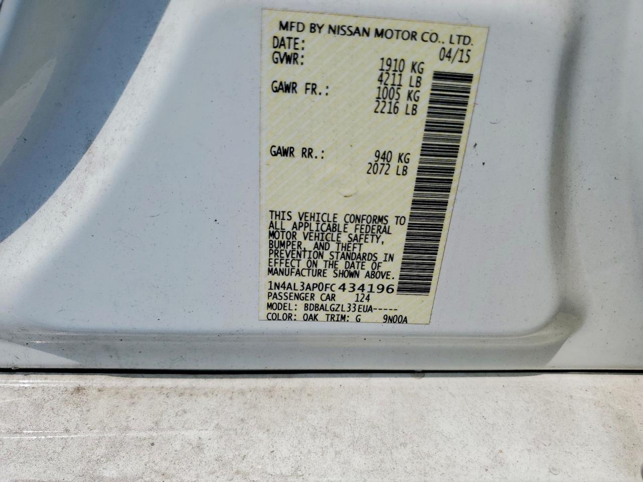2015 Nissan Altima 2.5 S - zdjęcie 12