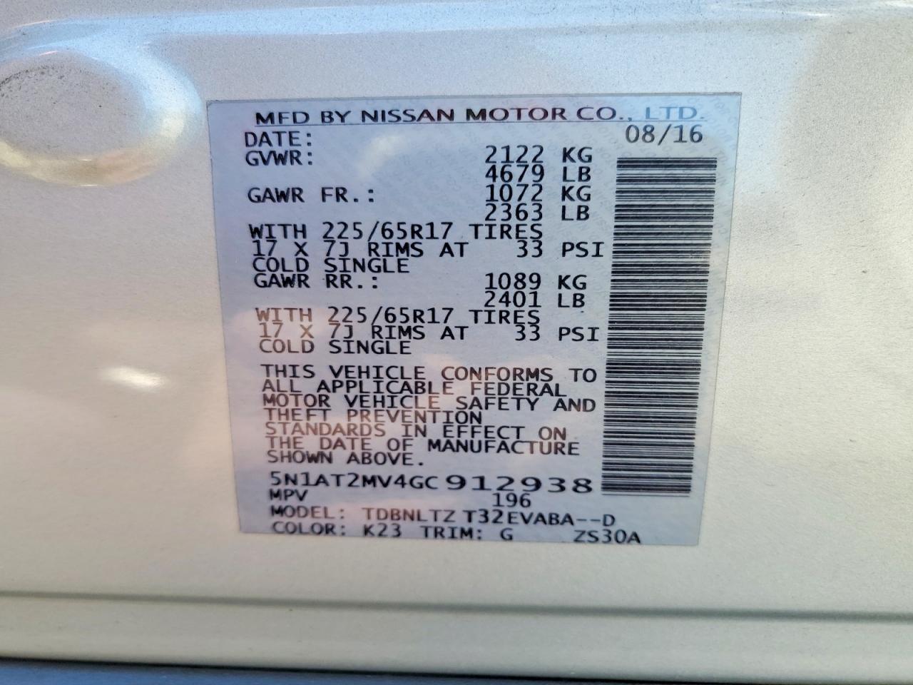 2016 Nissan Rogue Sv - zdjęcie 14