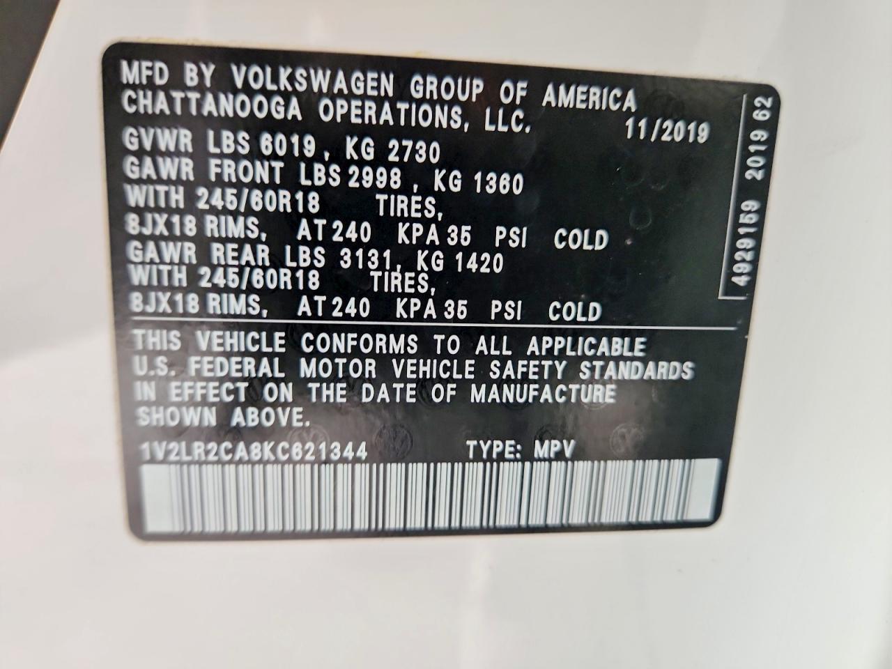 2019 Volkswagen Atlas Se - zdjęcie 14