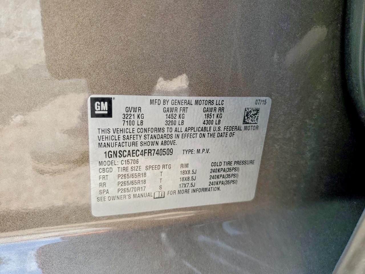 2015 Chevrolet Tahoe C1500 Ls - zdjęcie 13