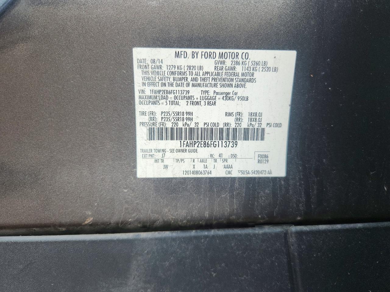 2015 Ford Taurus Sel - zdjęcie 12