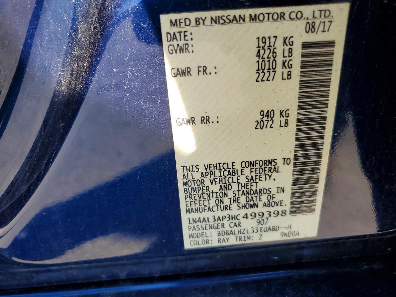 2017 Nissan Altima 2.5 Sr - zdjęcie 12