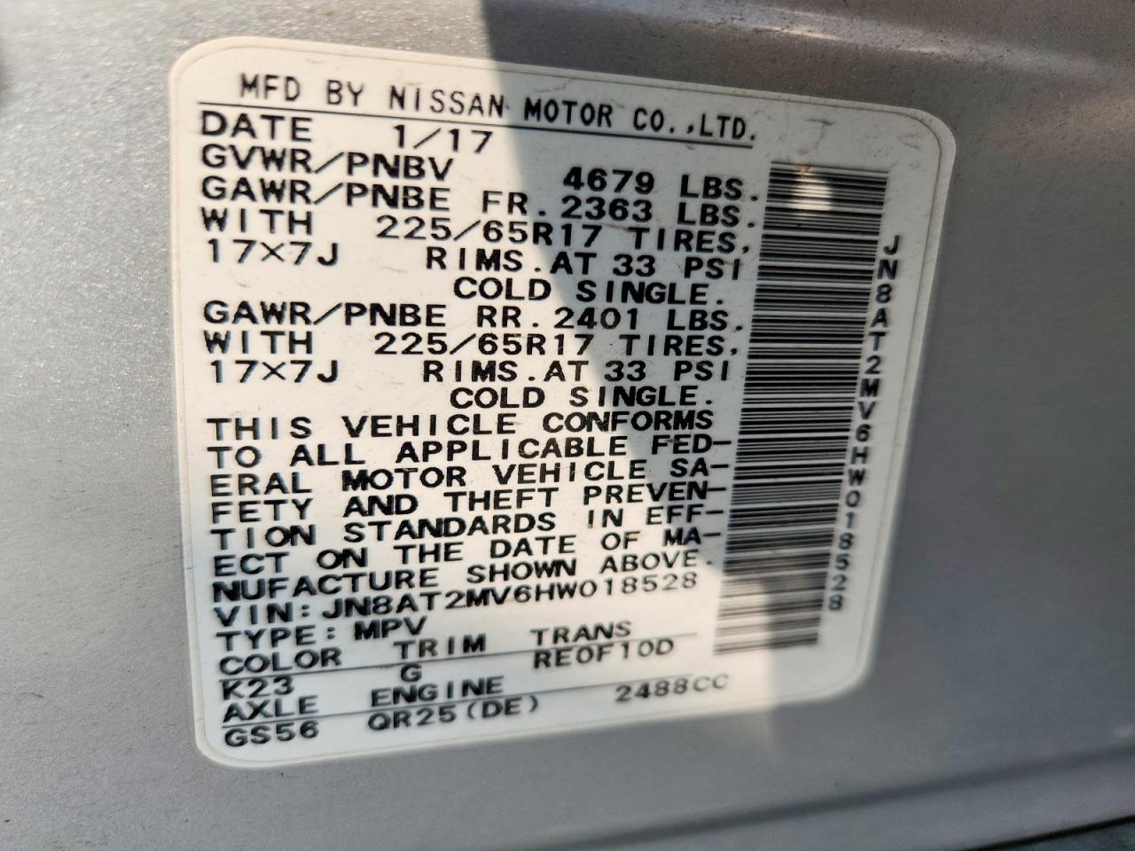 2017 Nissan Rogue Sv - zdjęcie 13