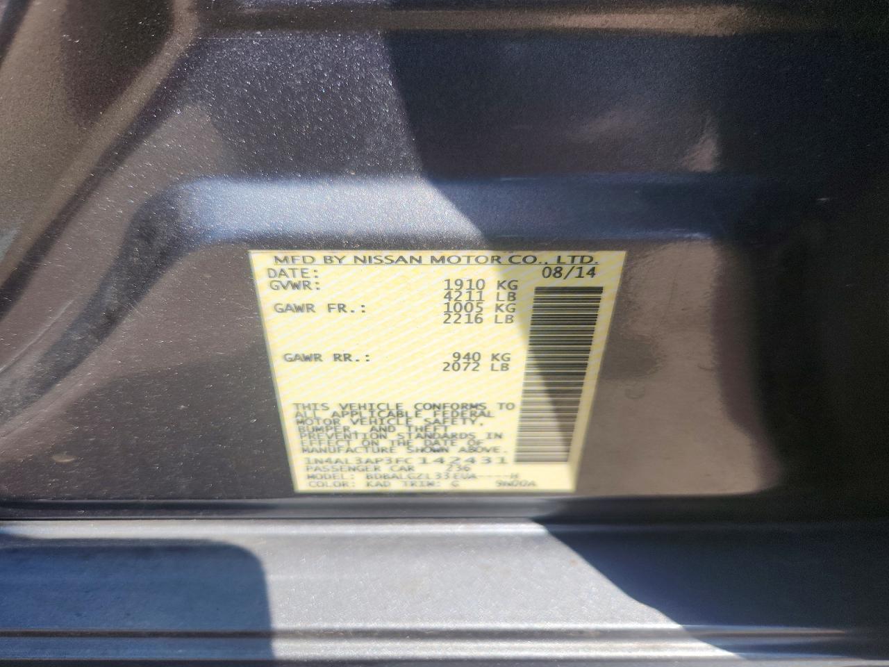 2015 Nissan Altima 2.5 S - zdjęcie 12
