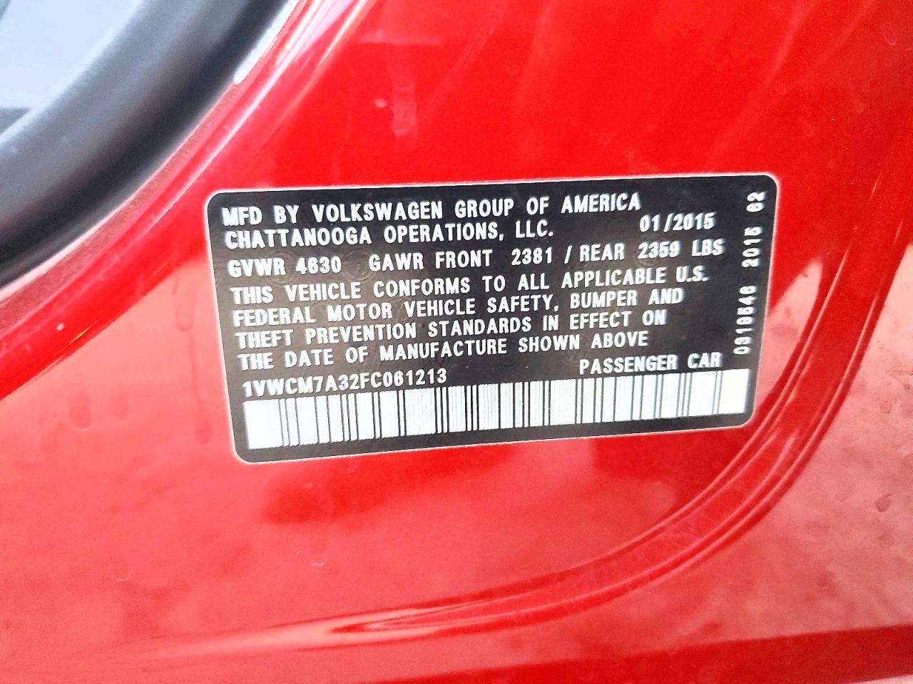 2015 Volkswagen Passat Sel - zdjęcie 13
