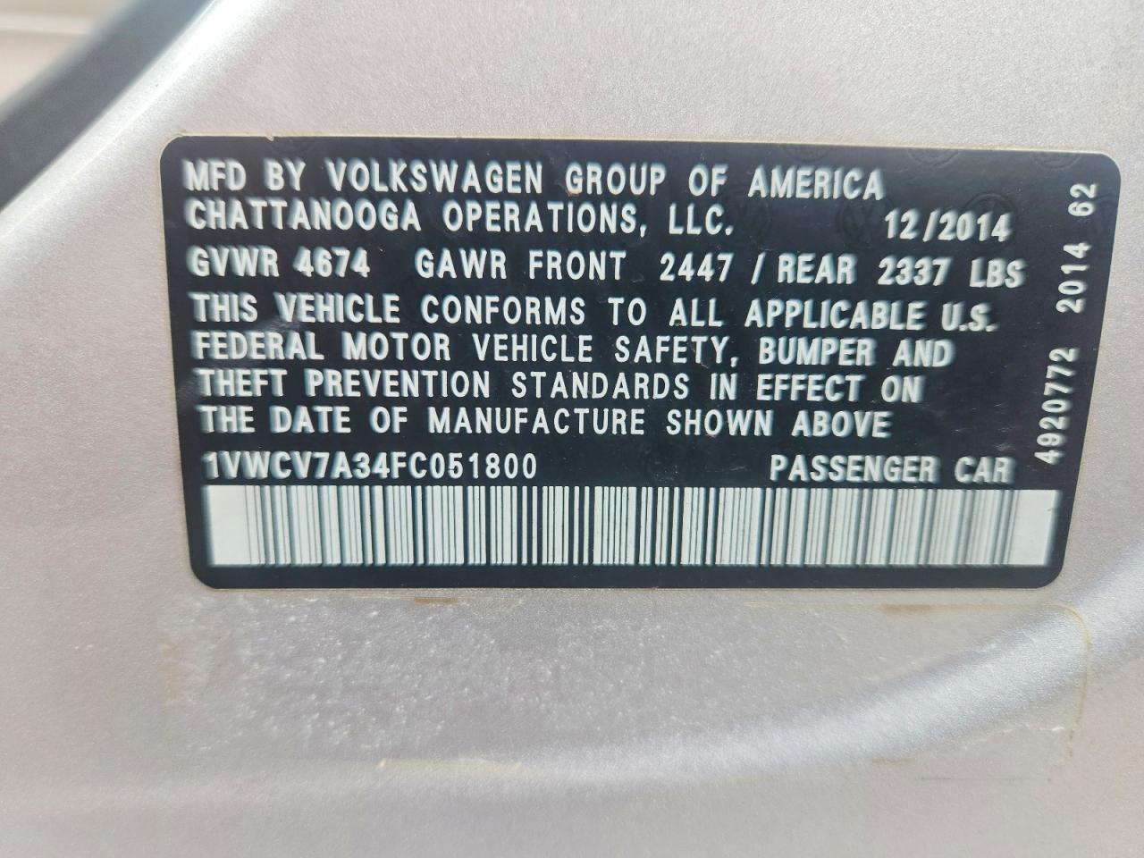 2015 Volkswagen Passat Sel - zdjęcie 13