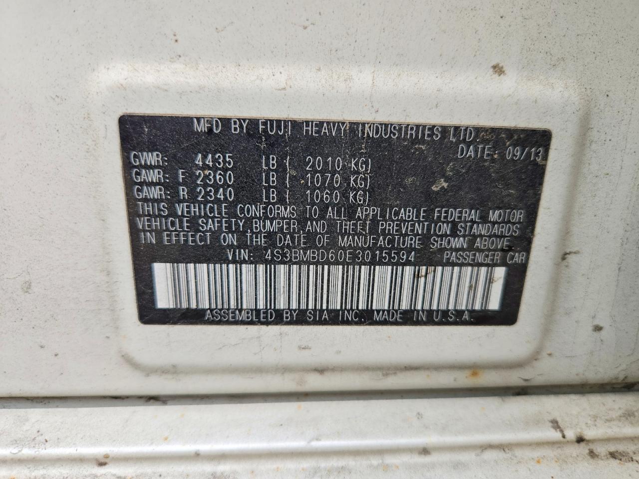 2014 Subaru Legacy 2.5I Premium - zdjęcie 12