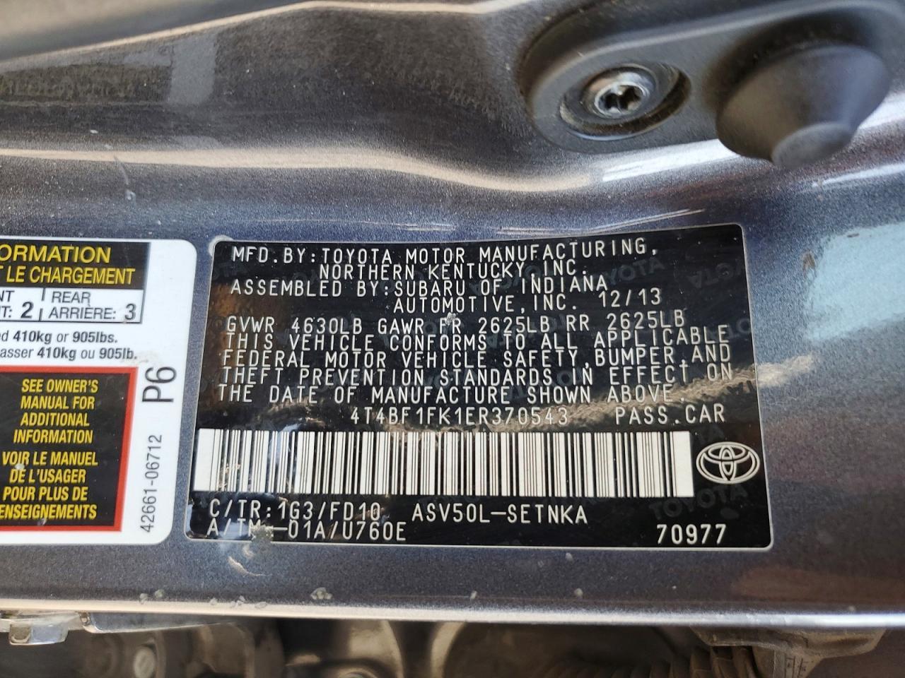 2014 Toyota Camry Le - zdjęcie 12