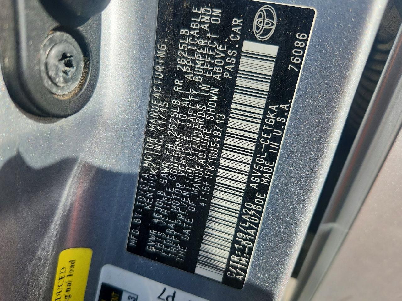 2016 Toyota Camry Xle - zdjęcie 12