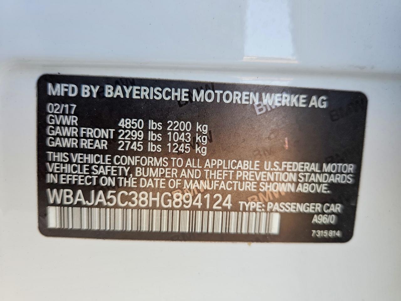 2017 BMW 530 I - zdjęcie 13