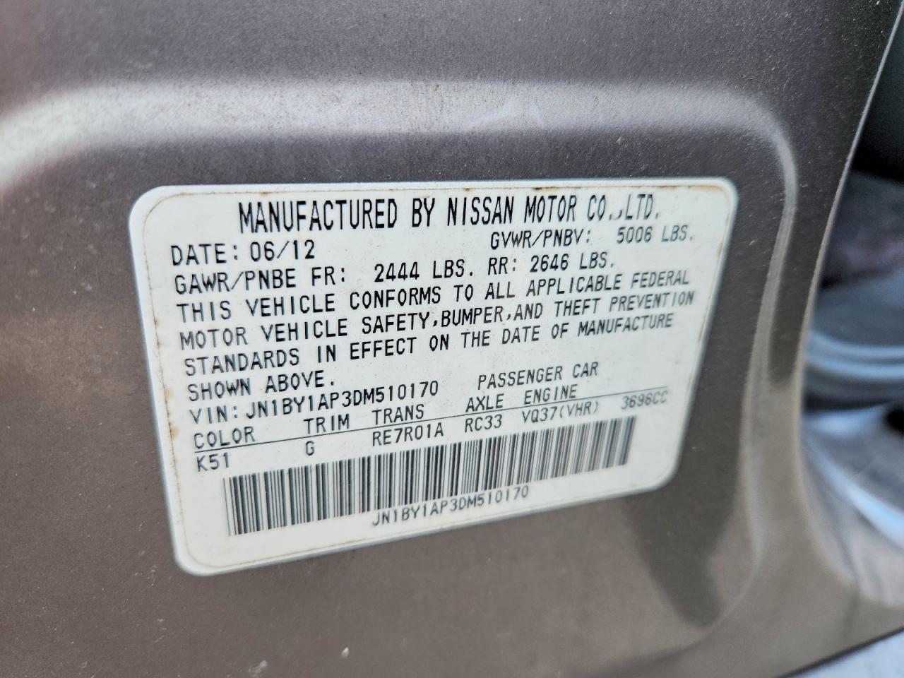 2013 Infiniti M37 Base - zdjęcie 12