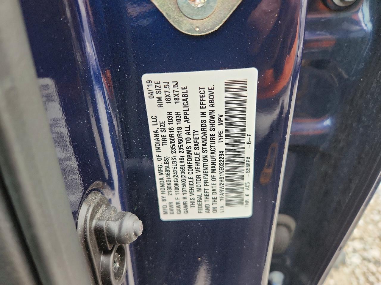 2019 Honda Cr-V Touring - zdjęcie 14
