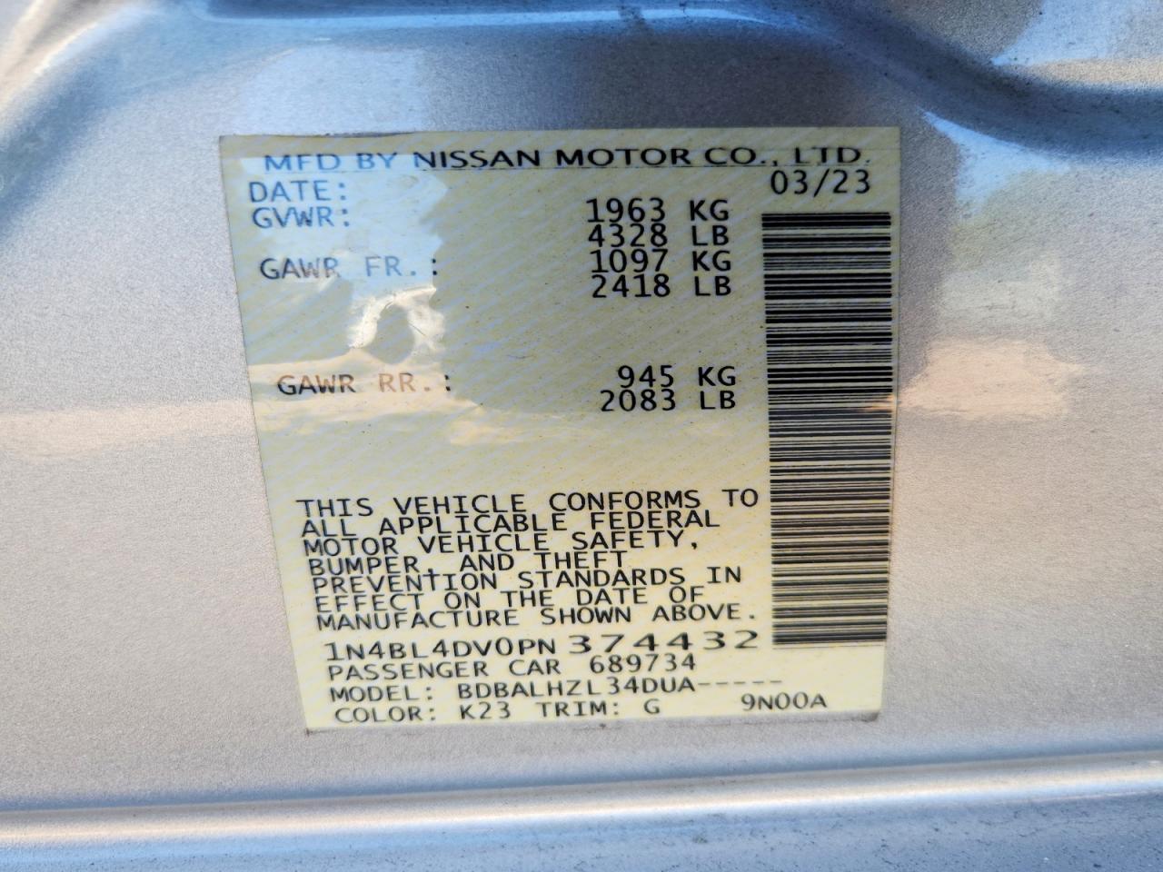 2023 Nissan Altima Sv - zdjęcie 12