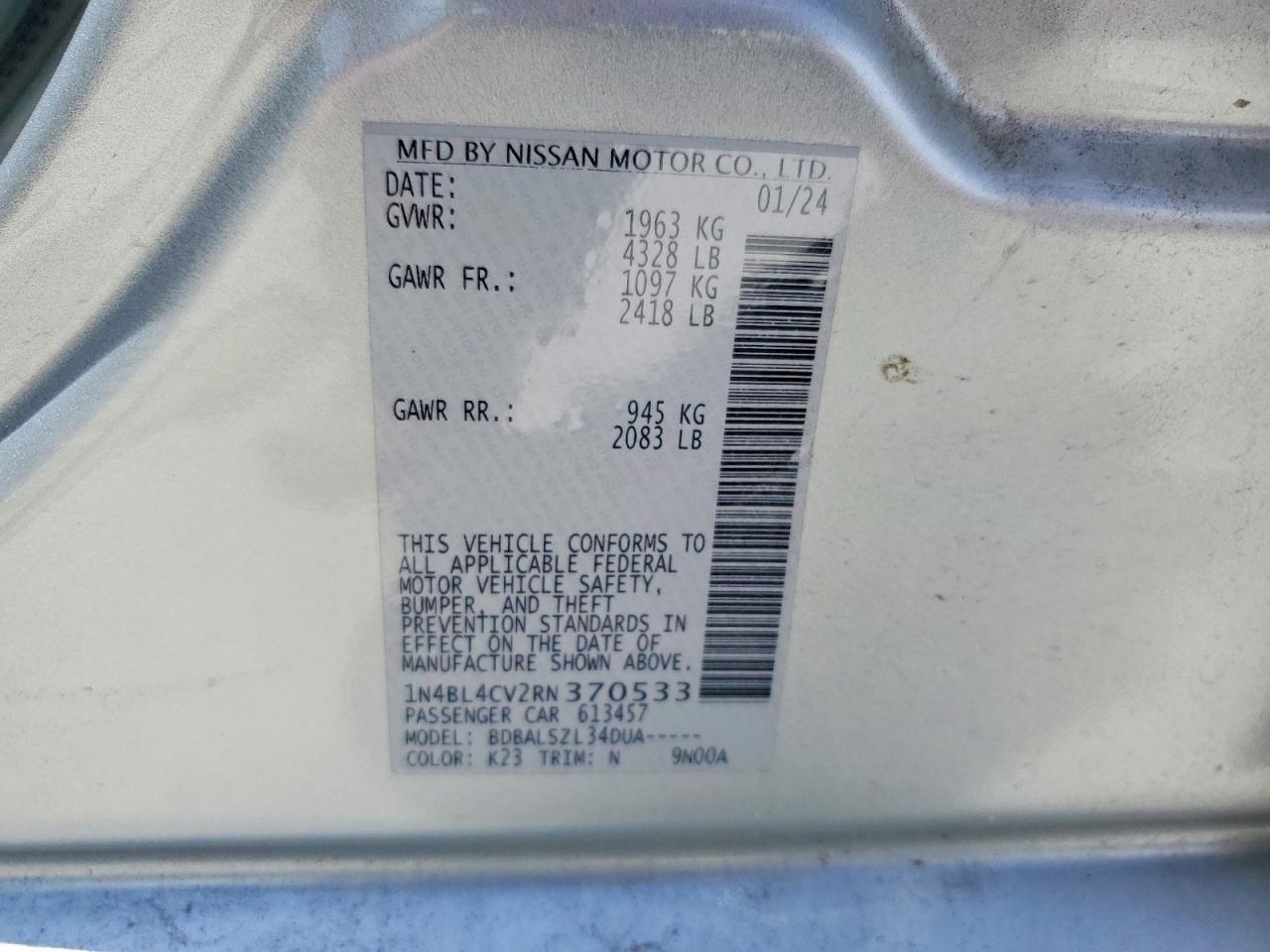 2024 Nissan Altima Sr - zdjęcie 12