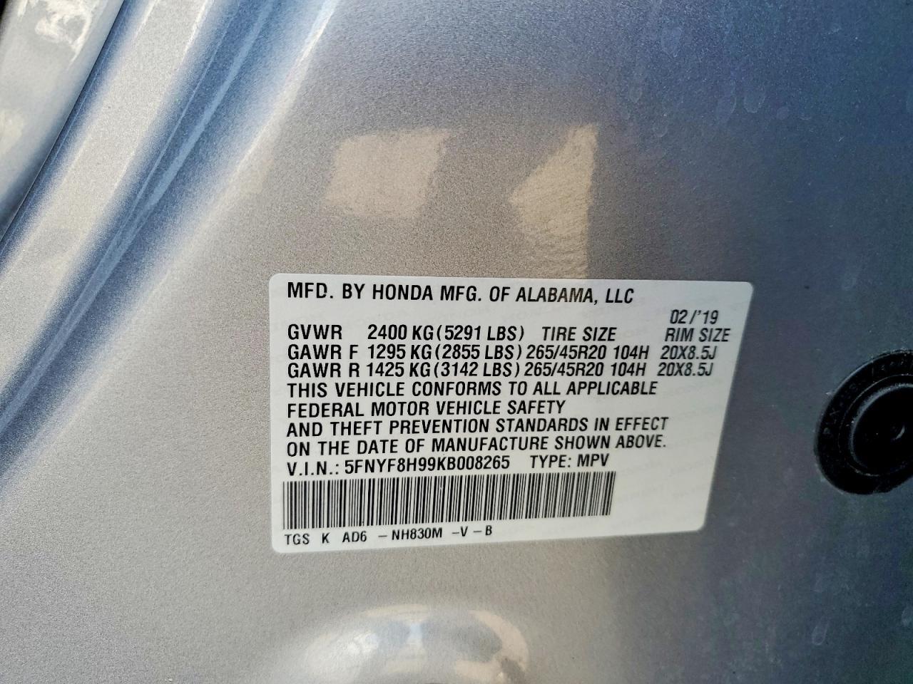 2019 Honda Passport Touring - zdjęcie 13