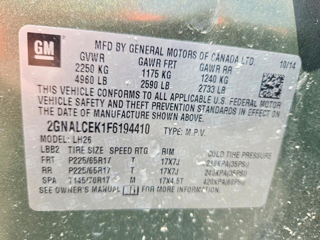 2015 Chevrolet Equinox Lt - zdjęcie 14