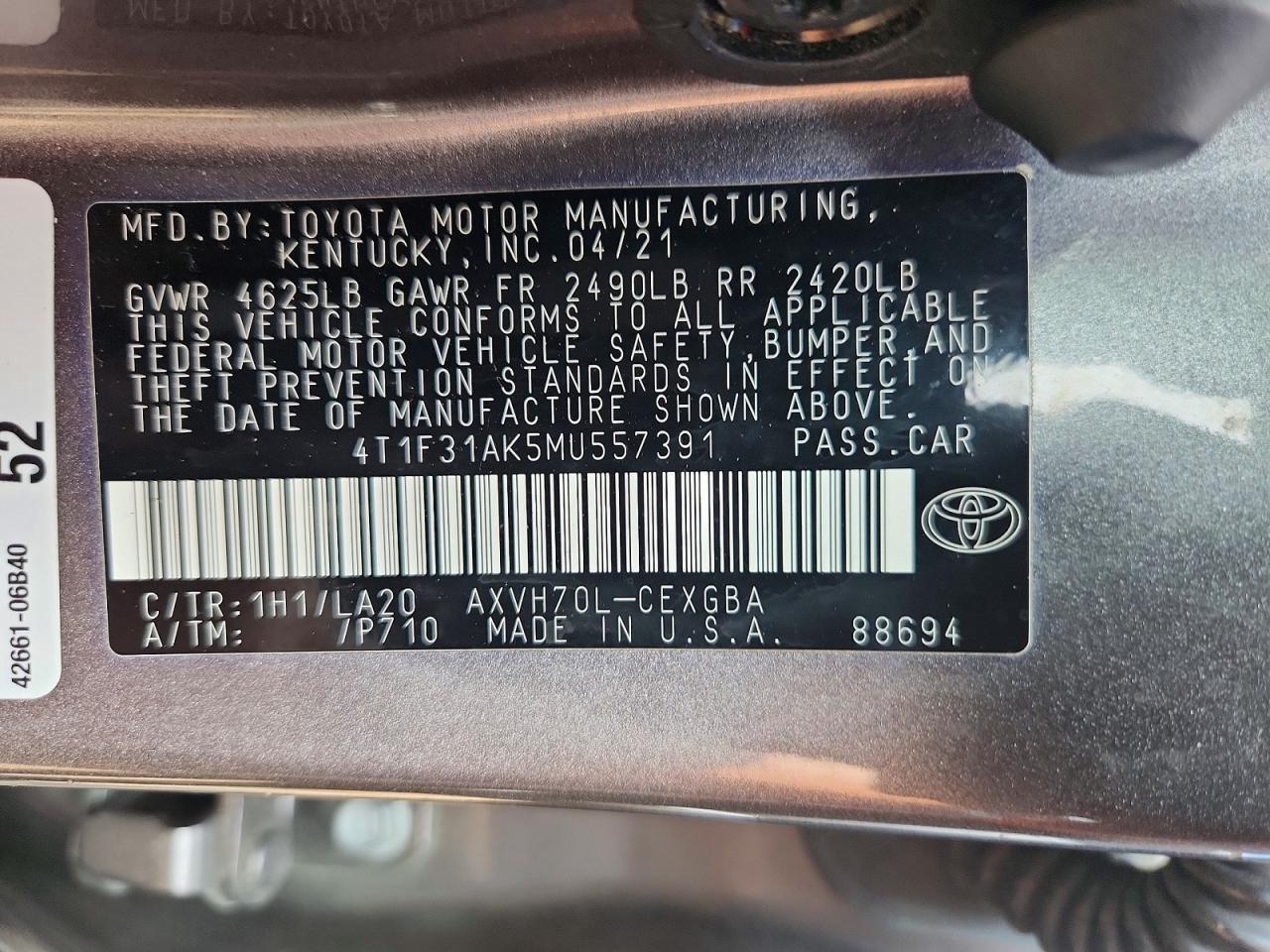2021 Toyota Camry Xle - zdjęcie 12