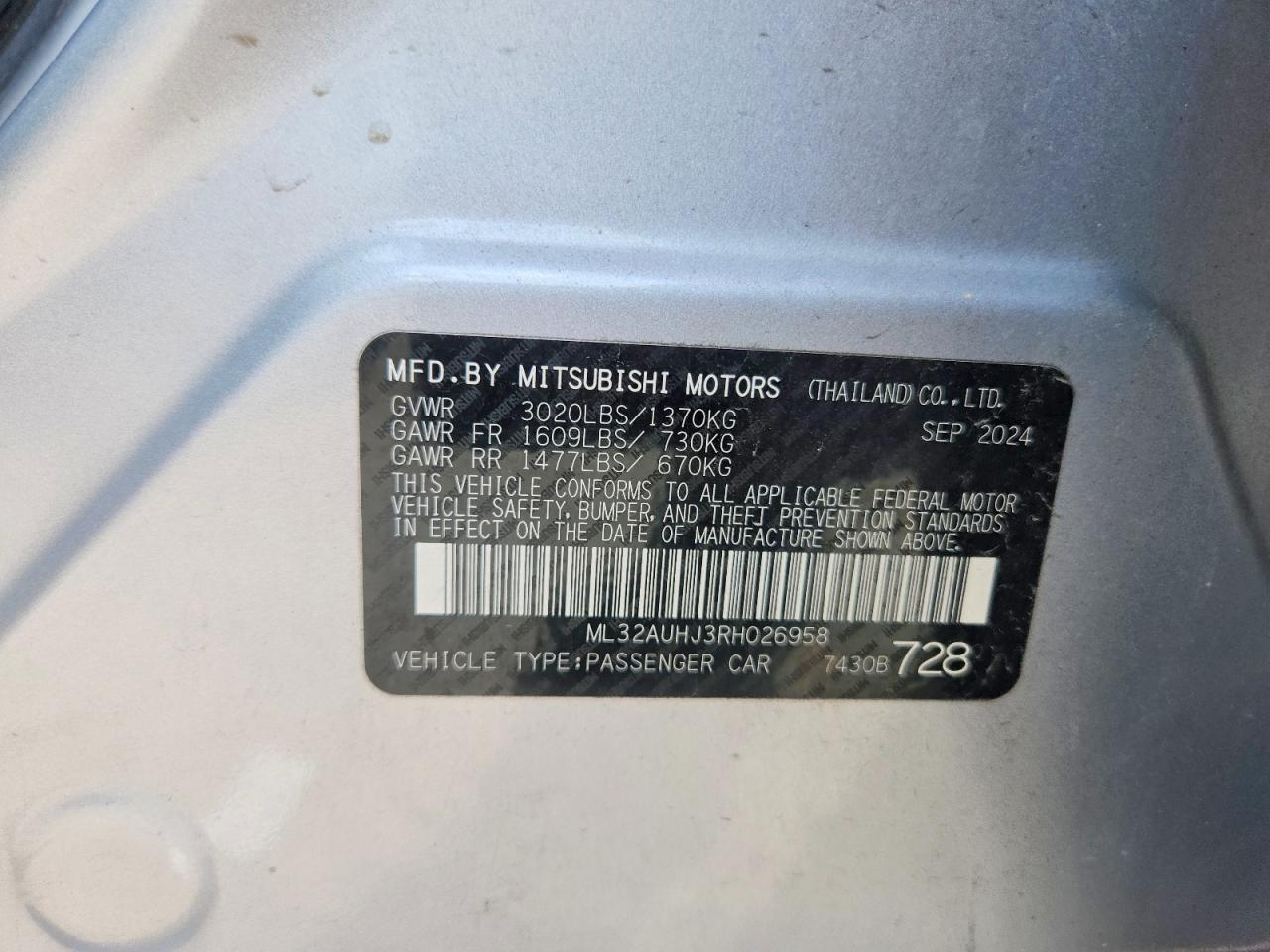 2024 Mitsubishi Mirage Es - zdjęcie 12