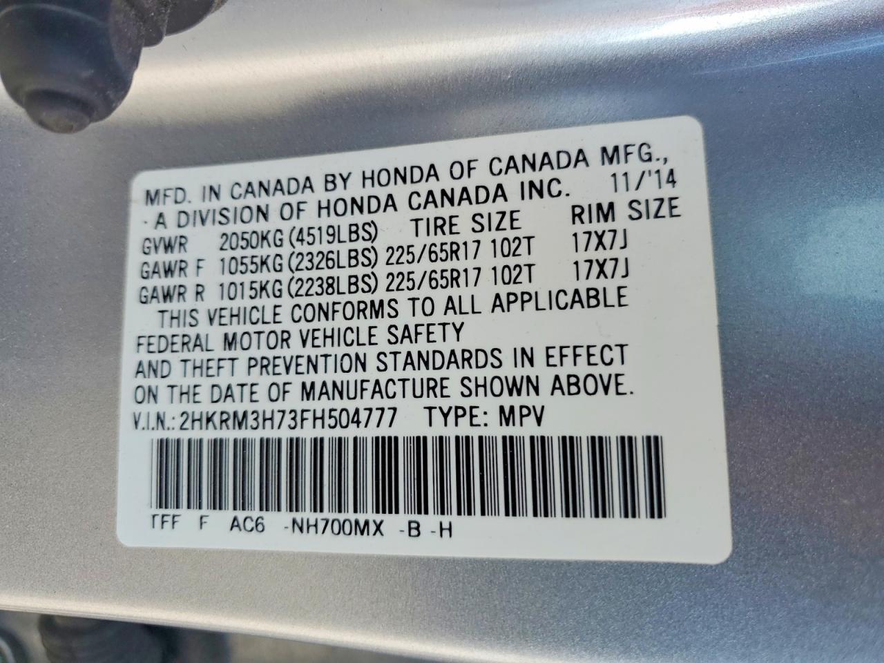 2015 Honda Cr-V Exl - zdjęcie 13