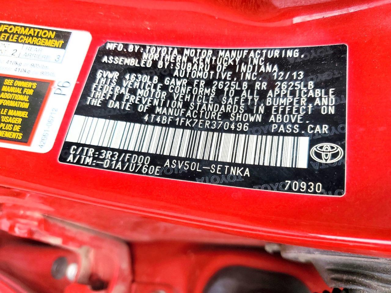 2014 Toyota Camry Le - zdjęcie 12