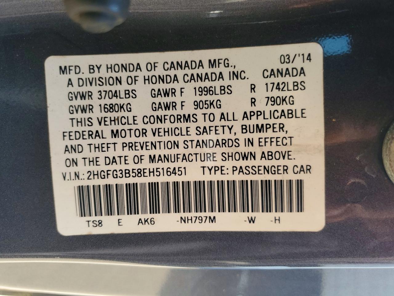 2014 Honda Civic Lx - zdjęcie 12