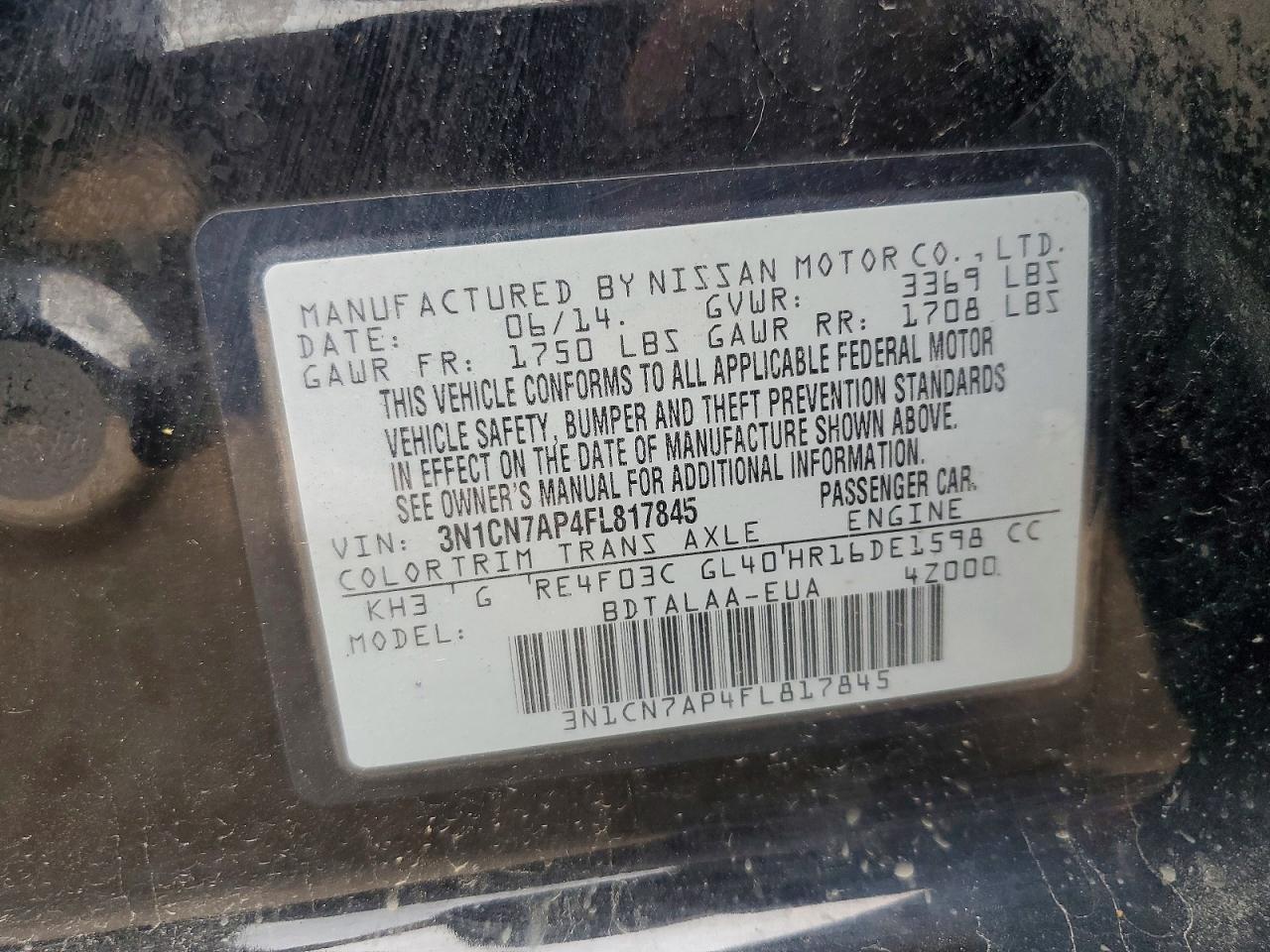 2015 Nissan Versa 1.6 S - zdjęcie 13