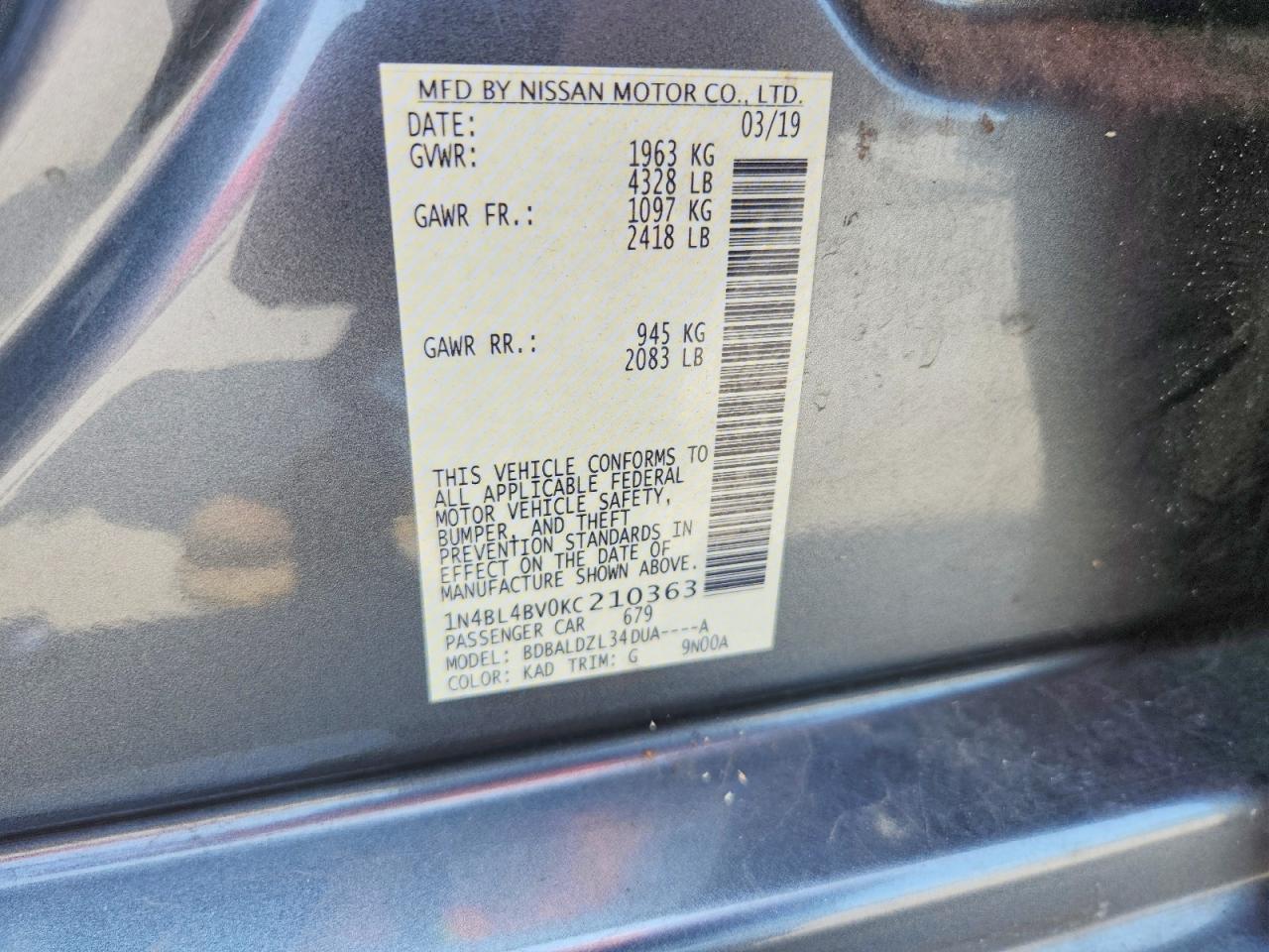 2019 Nissan Altima S - zdjęcie 12
