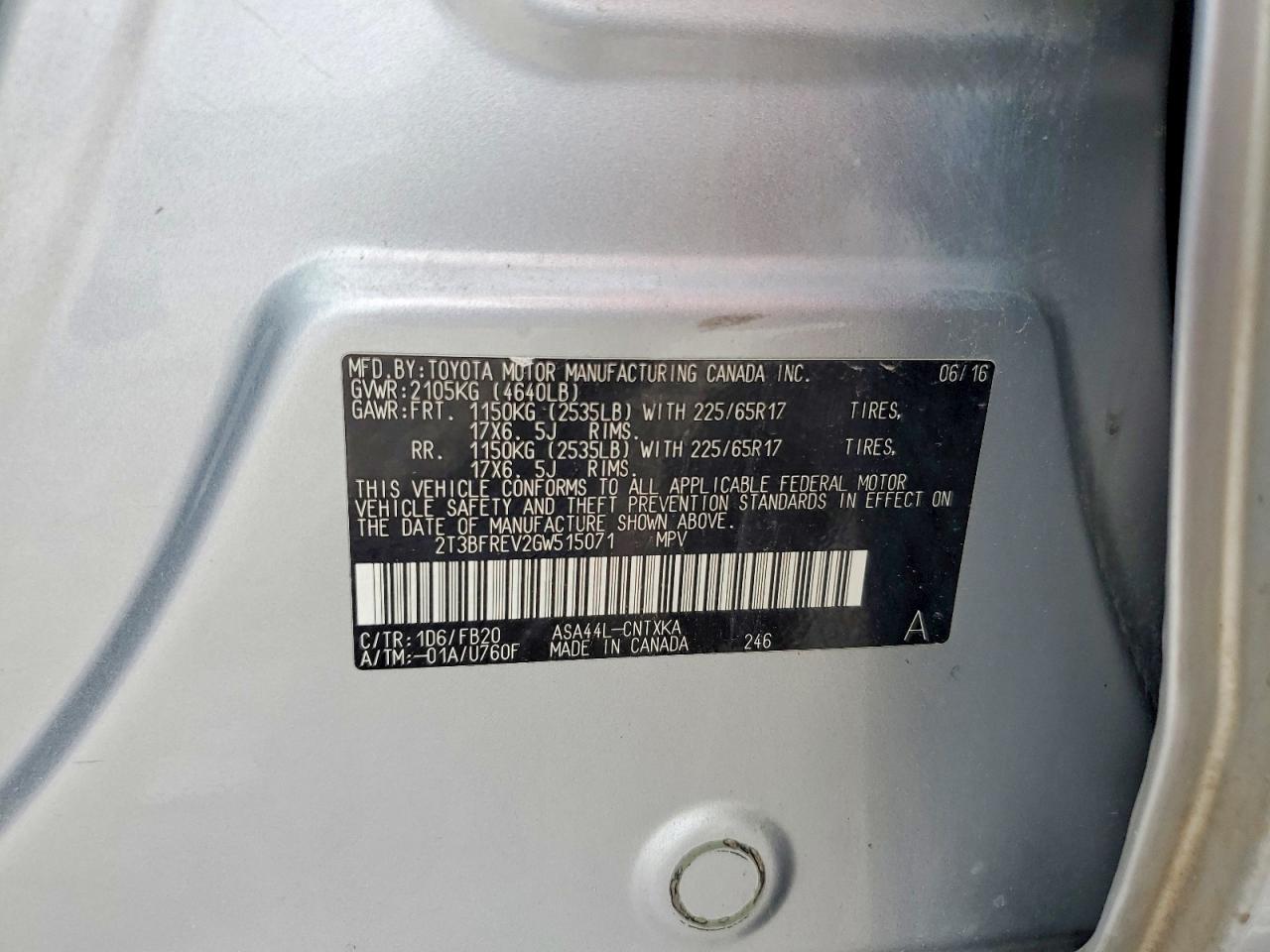 2016 Toyota Rav4 Le - zdjęcie 12