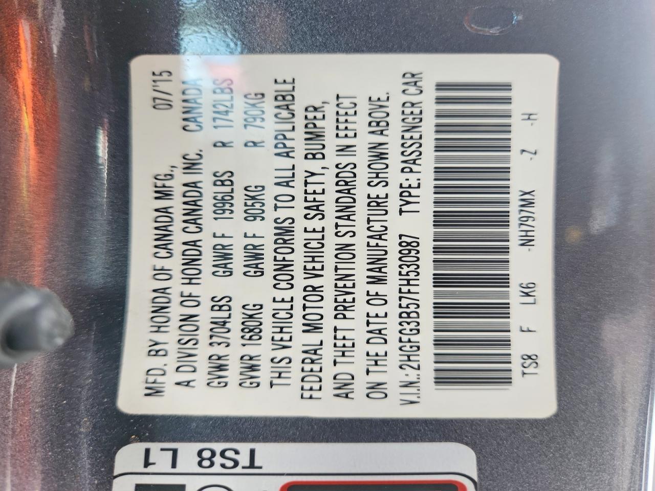 2015 Honda Civic Lx - zdjęcie 13
