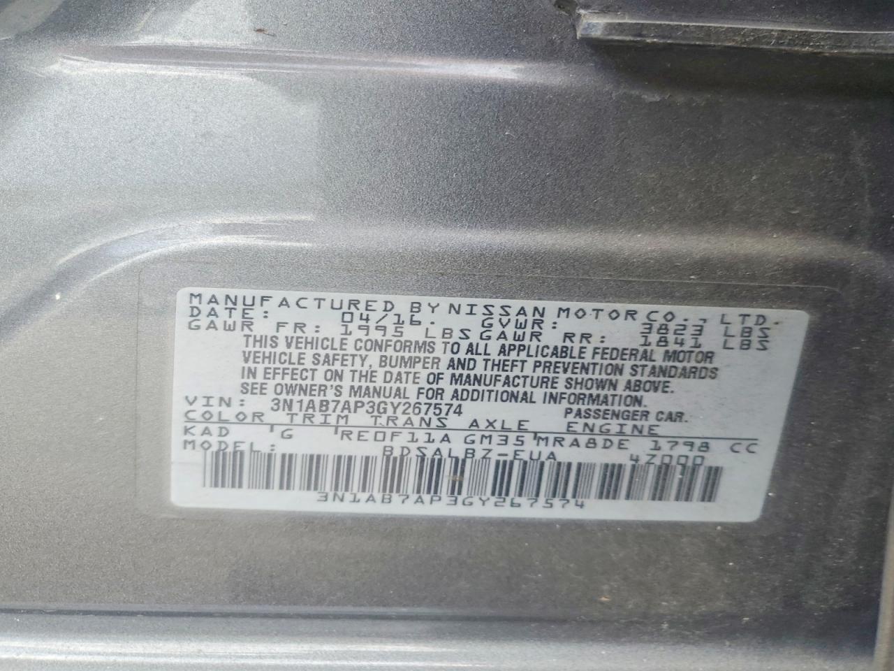 2016 Nissan Sentra S - zdjęcie 12