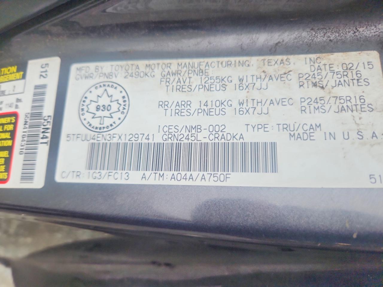2015 Toyota Tacoma Access Cab/Sr/Sr5 - zdjęcie 13