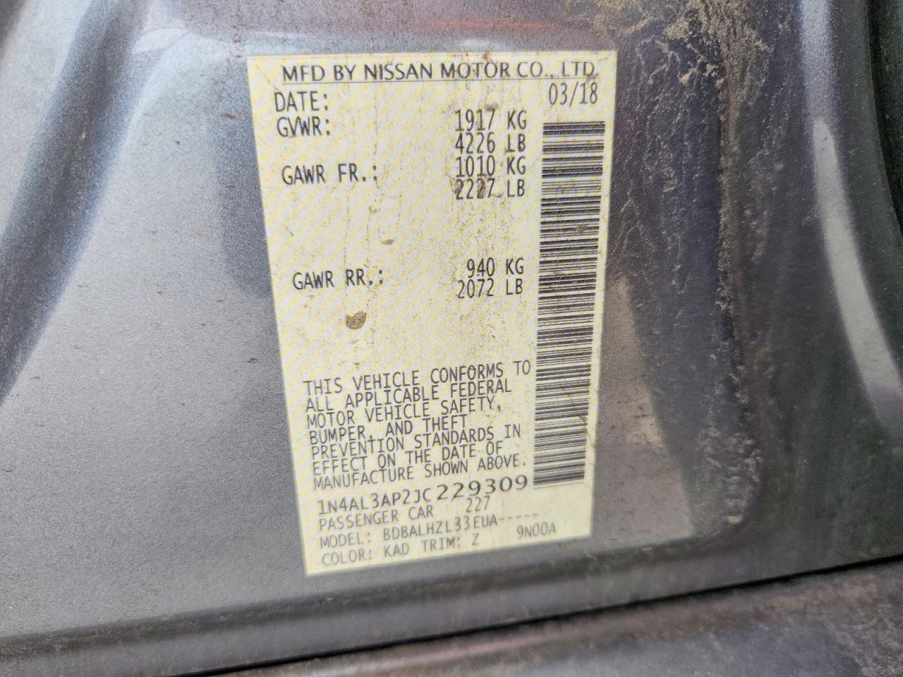 2018 Nissan Altima 2.5 Sr - zdjęcie 13
