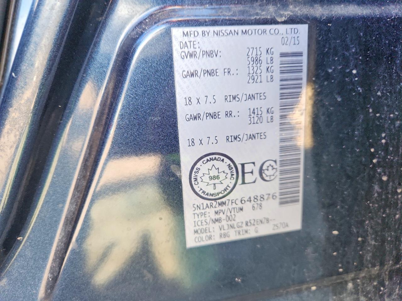 2015 Nissan Pathfinder S - zdjęcie 13