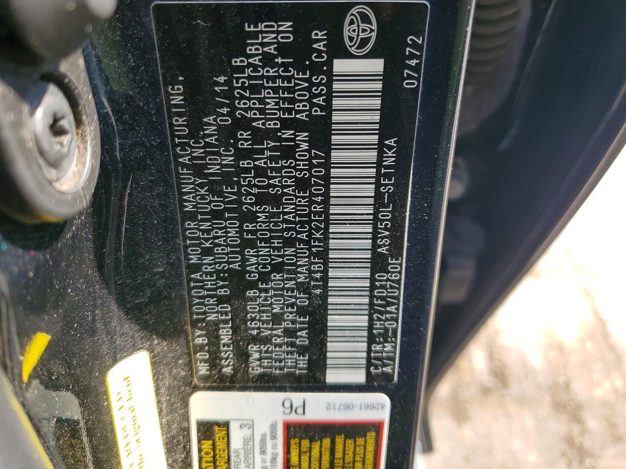 2014 Toyota Camry Le - zdjęcie 12