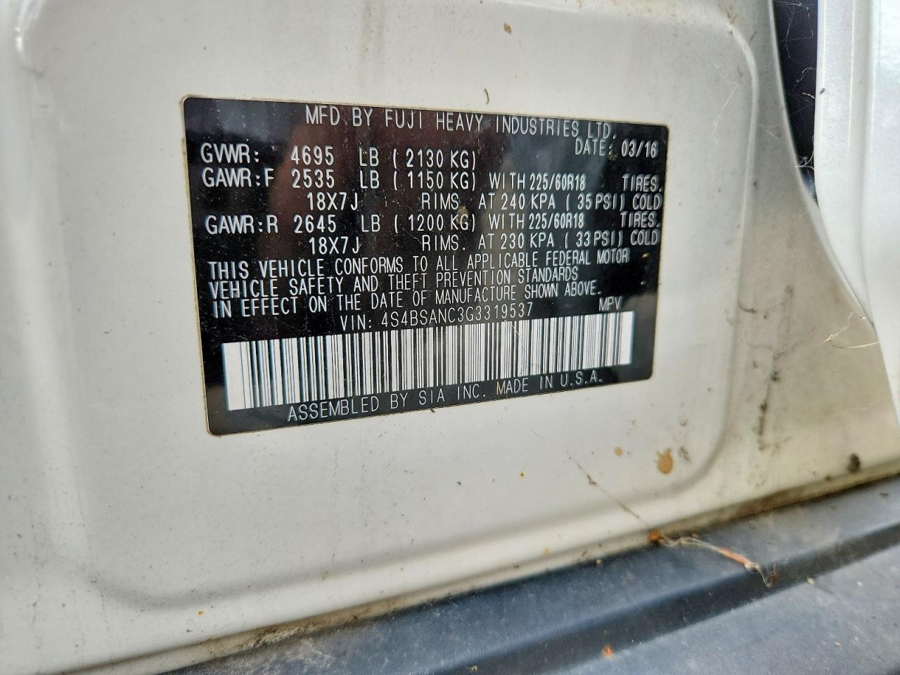 2016 Subaru Outback 2.5I Limited - zdjęcie 13