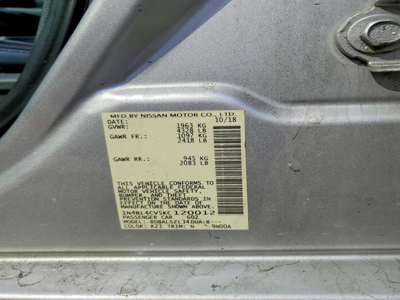 2019 Nissan Altima Sr - zdjęcie 12